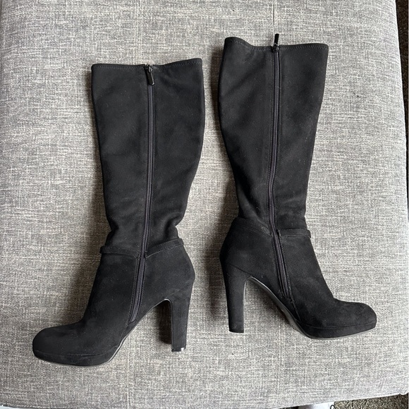 Impo Stretch Suede Leather Knee High Heeled Boots - Picture 3 of 7